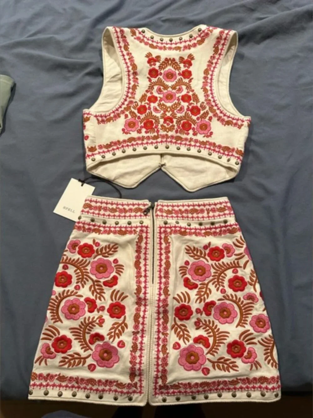 Spell set. Never worn, new with tags. Skirt XS Vest S - Picture 2 of 2